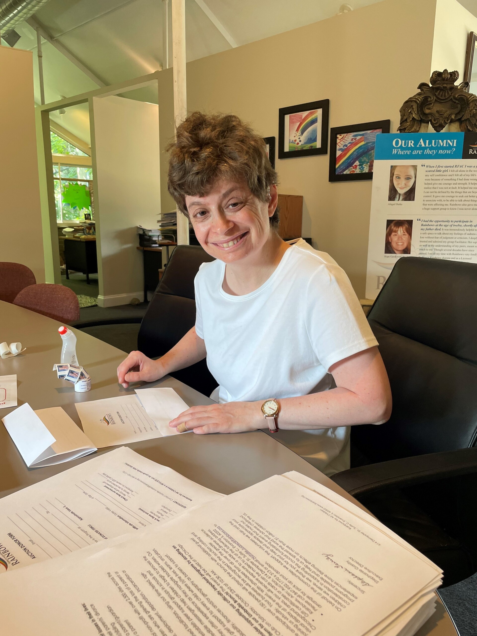 A photo of CEL employment member Amy L, working her admin job.