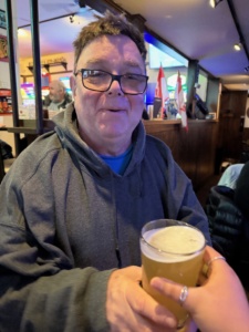 CEL Thursday Guy's Night member enjoying a cold bar at local bar in Wheeling, IL.
