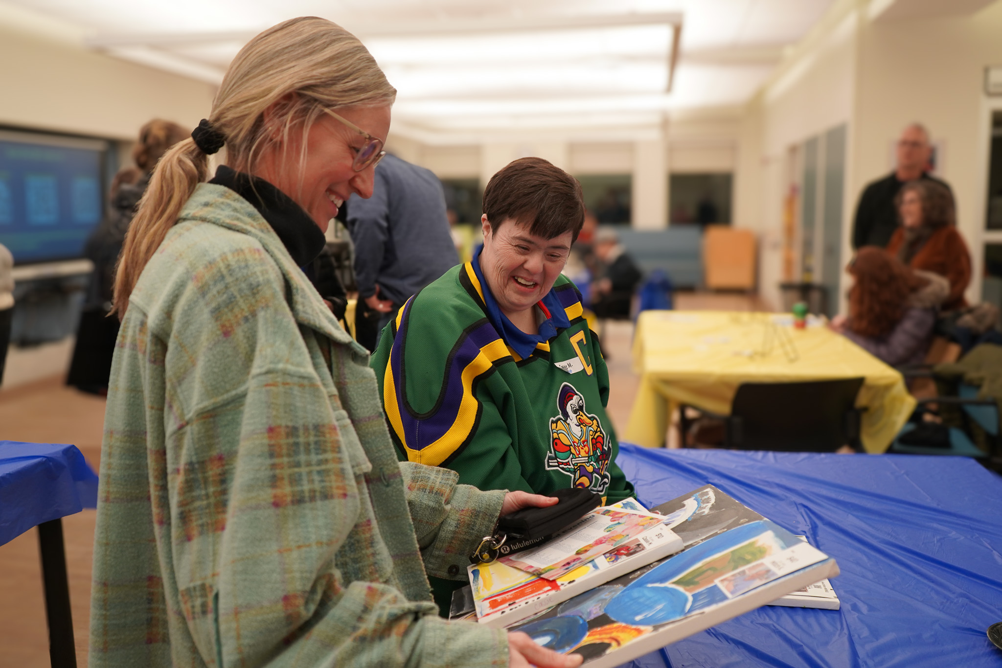 Artist and community member at Artful evening