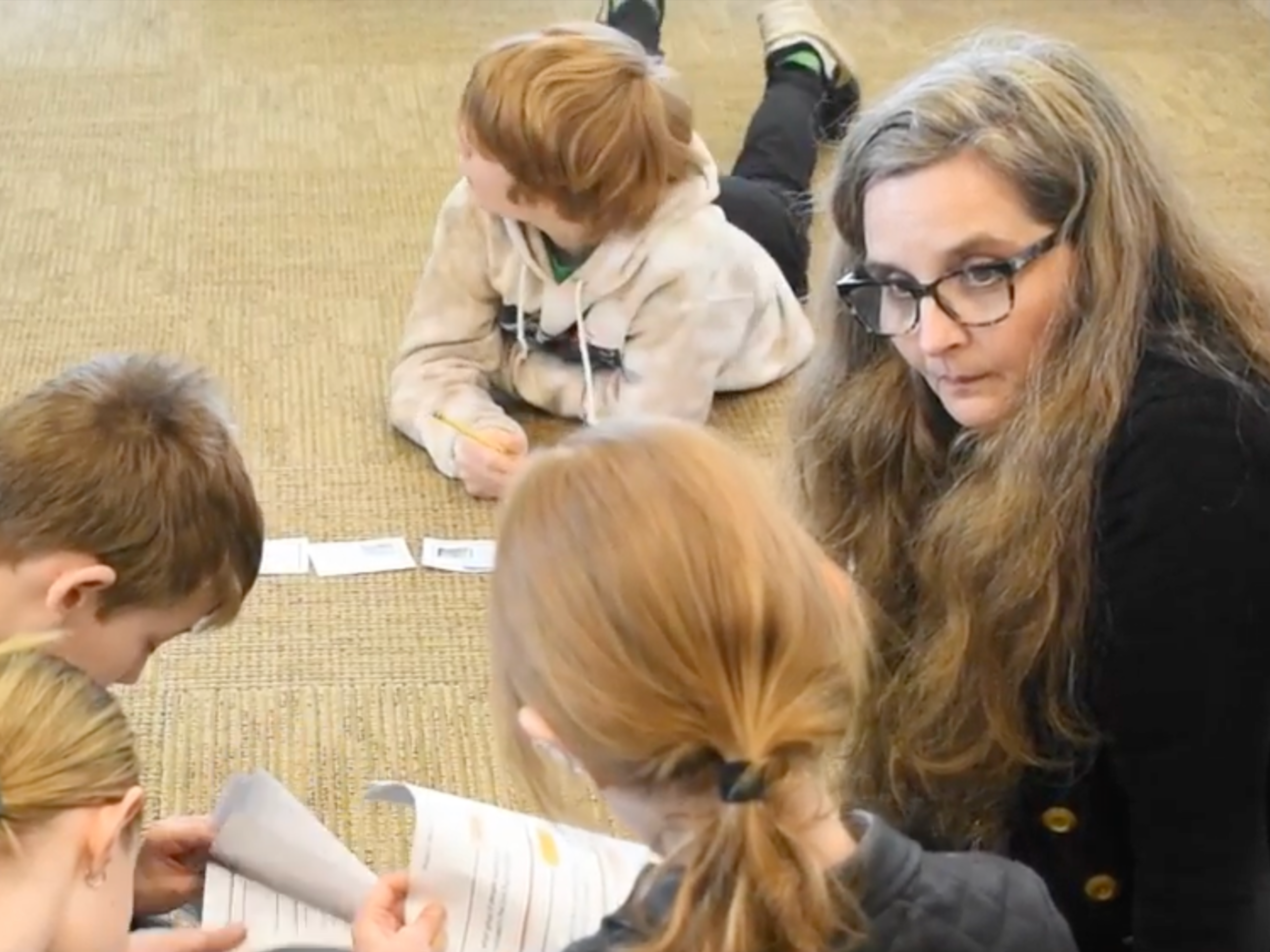 Educator does a timeline activity with students