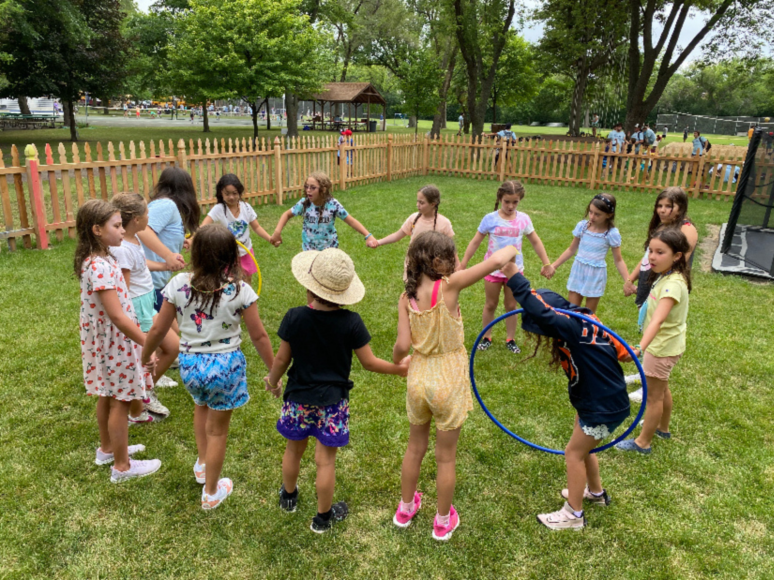 students playing a game outside
